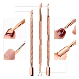 Cuticle Nail Pusher PCustomized Logo Silver Angled Square Flat Cuticle Pusher Sets Kit Mini Rose Gold Pink Stainless Steel Nail Cuticle Pusher