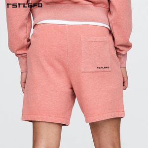 Ensemble sweat-shirt et short à épaules tombantes avec effet délavé au soleil pour homme en coton French Terry, style streetwear - Product Image 4