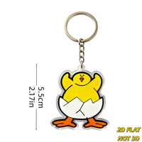 Porte-clés en acrylique « Poussin joyeux sortant d'un œuf », breloque animale mignonne de printemps avec anneau métallique, pour clés, sacs, sacs à dos