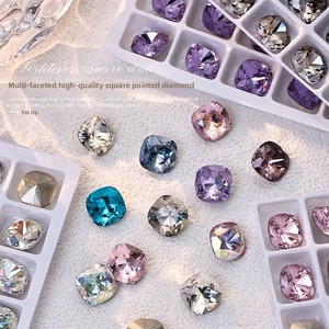 Paso Sico – Strass en verre <span class=keywords><strong>de</strong></span> haute qualité, multi-facettes, épais, à fond carré, super brillants, 8 mm, pour nail art - Product Image 4