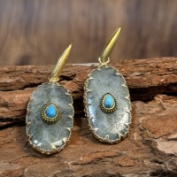 Boucles d'oreilles bohèmes faites à la main en pierres naturelles, turquoise, labradorite, pierre de lune, avec pendentif et crochet en acier inoxydable, bijoux pour femmes, vente en gros