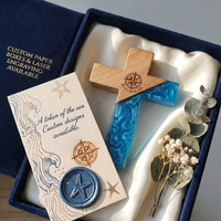 Croix en bois et résine faite à la main, design flottant, cadeaux religieux chrétiens de luxe avec fonction support de téléphone portable
