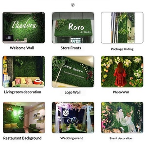 Autocollant mural décoratif en herbe artificielle et plantes vertes avec fond d'image de fleurs artificielles - Product Image 4