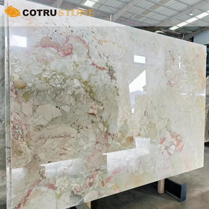 Lastra in Marmo Verde Breccia Rosa Naturale per Isola Cucina, Top Lavabo e Tavolo da Villa - Product Image 3