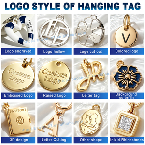 Accessoires pour sacs, étiquette ronde en métal gravée avec logo, étiquette personnalisée en métal plaqué or, étiquette suspendue avec logo pour sacs à main - Product Image 2