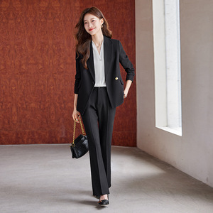 Women's Wool Suit Set Solid Color Anti-Wrinkle Professional Office Wear - Product Image 3