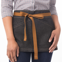 Kefei tablier de travailleur en gros 100% coton serveur serveuse court demi-barre tablier de taille de Chef avec Logo personnalisé