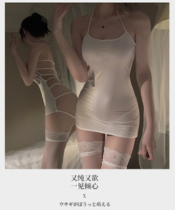 2026 Sexy Satin Slip Dress With Tie Back Women's Lingerie Set Adult <b>Costume</b> - Product Image 1
