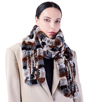 Écharpe en fourrure de lapin Rex véritable, style coréen, minimaliste, longue, en tricot pelucheux, cache-cou chaud et épais, polyvalente, pour femme adulte, hiver
