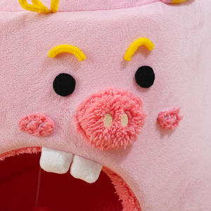 Овальная зимняя теплая лежанка для кошек и собак из ткани с рисунком розовой свинки, оптовая продажа зоотоваров - Product Image 3