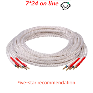 Cable de Altavoz Bi-wired AVplay AV-0804 de Primera Clase, Alta Fidelidad, para Audiófilos, con Cuerpo de Cobre OFC, Cubierta Plateada, Conectores Chapados en Oro - Product Image 1