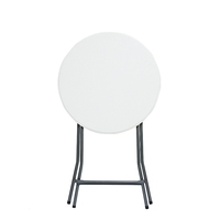 Mesa redonda Moon de 60x74cm de altura, mesa de HDPE, materiales antienvejecimiento, tubo de acero de alta calidad, mesa y sillas para exteriores
