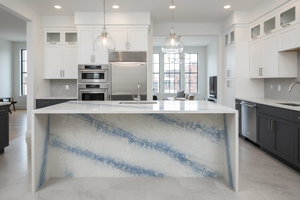 VIETNAM HIGH-END ARTIFICIAL QUARTZ CALACATTA SKY <b>MIRROR</b> BIG SLAB MODERN HOTEL BATH ROOM KITCHEN HEAT RESISTANT HOSPITAL - Product Image 2