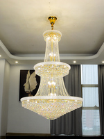Nouveau Lustre de Luxe pour Plafond Haut, Suspension Ronde Dorée pour Hôtel, Décoration de Salle de Mariage et Maison, Lustre Moderne en Cristal