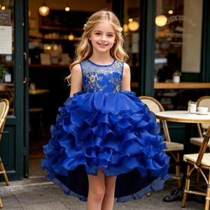 <span class=keywords><strong>Abiti</strong></span> <span class=keywords><strong>da</strong></span> Damigella in Stile Europeo <span class=keywords><strong>per</strong></span> Adolescenti, Vestito Principessa a Strati, Abbigliamento <span class=keywords><strong>per</strong></span> Bambini, Abito <span class=keywords><strong>da</strong></span> Festa Blu - Product Image 1