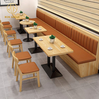 Ensemble Table et Chaises Mobilier de Banquette pour Restaurant, Café Commercial, Fast-Food et Salon de Café en Bois Rond