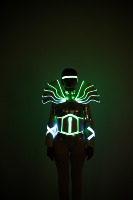 Robe de danse cyberpunk LED noire, costume de robot lumineux pour soirée dansante, justaucorps pour boîte de nuit pour adultes