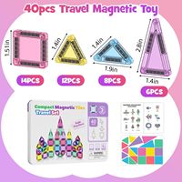 Mini tuiles magnétiques 40 pièces en plastique ABS, blocs de construction magnétiques, boîte en fer, jouets éducatifs DIY STEM pour garçons et filles