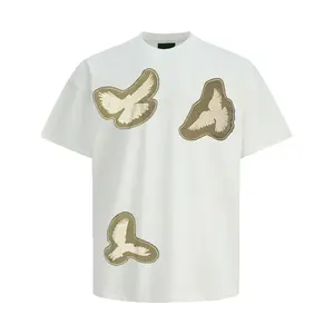 Camiseta de algodão com estampa completa de alta qualidade para vestuário Finch Camiseta de algodão com tela gráfica com estampa completa
