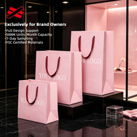 Sac cadeau rose mat personnalisé en papier kraft recyclable pour boutique, avec logo sur mesure, idéal pour les petites entreprises et les expositions