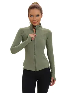 Damen Sportswear Jacke Leichte Zip-up Gym Running Track Jacken Workout Slim Fit Yoga Jacke mit Daumen löchern