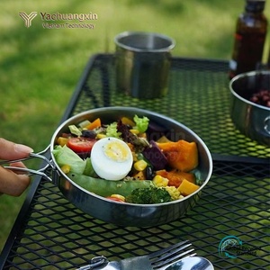 Ustensiles de cuisine d'extérieur en acier inoxydable 304, ensemble de 5 pièces, ensemble de pique-nique pour la randonnée, bol, pot à soupe portable, pot multifonctionnel de rangement - Product Image 2