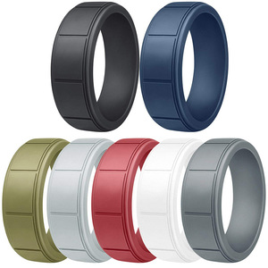 Bague en silicone pour homme, motif écossais, style européen et américain, avec mouvement rotatif, 7 couleurs, pour bijoux de mode - Product Image 6