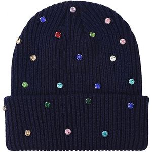 Gorro de Punto con Tachuelas Negras al por Mayor, Gorro de Invierno Cálido Unisex, Gorro Elástico Suave con Logo Personalizado - Product Image 1