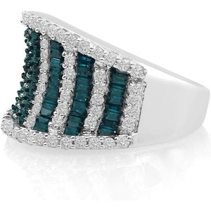 Natural White Round Blue Baguette Diamond Cluster Band Ring 925 Sterling Silver Pave Setting Women's Wedding Fashion Ring - Product Image 2