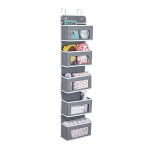 Organisateur de rangement pliable en tissu souple pour porte, 5 poches transparentes, rangement suspendu pour vêtements, garde-manger, chambre de bébé, salle de bain - Product Image 3