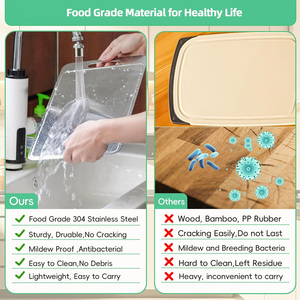 Planche à découper personnalisée en acier inoxydable 304/316 de qualité supérieure, double face, pour viande, fruits et légumes - Product Image 5