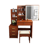 Coiffeuse de maquillage d'angle moderne au design européen avec miroir lumineux Meubles de chambre à coucher en bois Commode tiroirs pour lit
