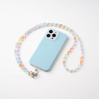 En gros, Sangles de téléphone et lanières pour téléphone mignonnes en perles acryliques colorées bonbon, avec breloque porte-clés, style bandoulière