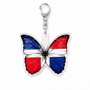 Llavero al por mayor con la bandera de República Dominicana, dije de mariposa DR, recuerdo del <span class=keywords><strong>Caribe</strong></span>, a granel - Product Image 3