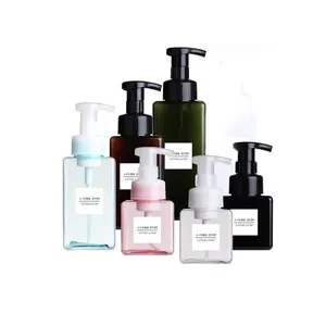 Press Mousse Face Wash Shave Cream Container Black Pink Green Square 650ml 450ml 250ml Foam Pump Bottle For Liquid Soap