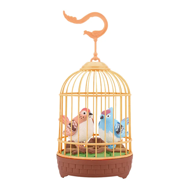 Electric clap voice-activated plastic singing bird cage toy with lights music