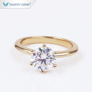 Tianyu Gems <span class=keywords><strong>Moissanite</strong></span> Trouwring Aangepaste Naam Sieraden Fabrikant 14K 18K Verloving Gouden Ringen Met 2 3 Karaat Vvvs Mossanite - Product Image 2