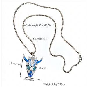 Collares con colgante de calavera de animal luminoso de Halloween, luces nocturnas Vintage multicolores, collar con cabezas de calavera fresca - Product Image 3