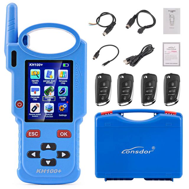 Lonsdor KH100+ Hand-Held Key Programmer With Four Remote Keys Added TATA and Mahindra