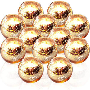 Vela de vidrio agrietado con <span class=keywords><strong>hielo</strong></span> redondo de Color dorado Mercury, portavelas votivo para decoración de boda en casa - Product Image 2