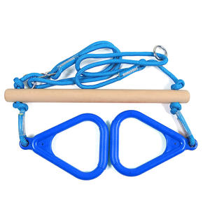 מגרש משחקים לילדים של טרפז עץ עם טבעות כושר פלסטיק ערכת נדנדה חיצונית מקורה - Product Image 5