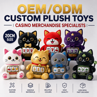 Peluche personnalisée avec logo, design de personnage de chat pour machine à sous de casino, jouet en peluche, commande en gros, peluche OEM ODM, cadeau promotionnel de Noël