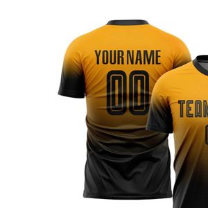 Camiseta de Fútbol con Degradado Negro y Amarillo, Manga Corta, Transpirable, de Secado Rápido, Ropa Deportiva Ligera para Entrenamiento y Partido - Product Image 3