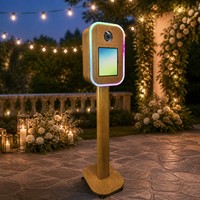 Photomaton vintage en bois, compatible avec iPad Air M3/A16, photomaton portable pour événements et fêtes