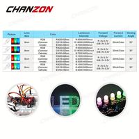 50pcs 8mm RVB LED Diode émettrice Micro indicateur rouge vert bleu multicolore Anode commune Cathode 3V Super lumineux PCB Circuit ampoule