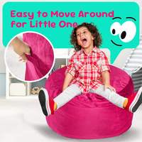 Fauteuil pouf rond rose confortable et moelleux de 2,5 pieds pour enfants, petit canapé paresseux en peluche pour bébés et enfants, avec rembourrage en mousse, pour adultes et enfants