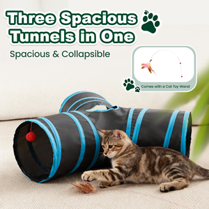 Interactive Cat Toy Set Kitten Toys Pack Tunnel Cat Feather Teaser Wand Toy - Product Image 2