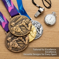 Médaille de boxe en métal 3D personnalisée en relief |   Médaille de récompense personnalisée en bronze antique, vente en gros d'usine chinoise
