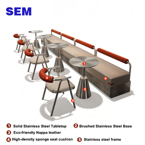 Combinaison de table à manger, chaise et canapé en acier inoxydable de style industriel SEM pour restaurant, hôtel, café - Product Image 3
