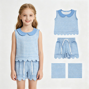 En Stock, Nueva Llegada, Conjuntos de Ropa a Cuadros para Bebés Niñas, Trajes de Verano con Volantes, Venta al por Mayor, Ropa de Fábrica para Bebés y Niños, Conjunto de Moda Boutique - Product Image 5